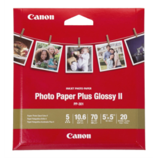 PP-301 Papier photo 5" x 5" Plus brillant (20 feuilles/paquet)