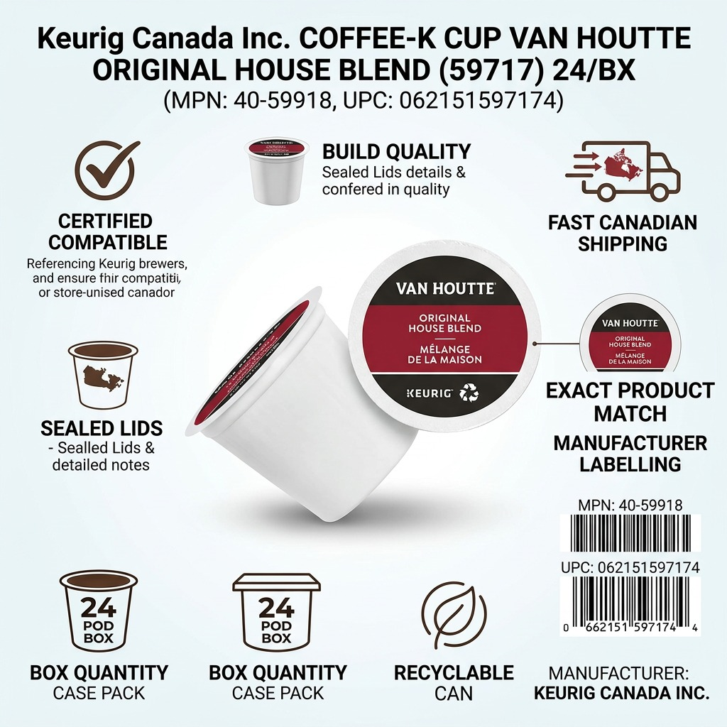 Trust graphic for Keurig Van Houtte K-Cups, featuring icons for compatibility, speed, and quality.