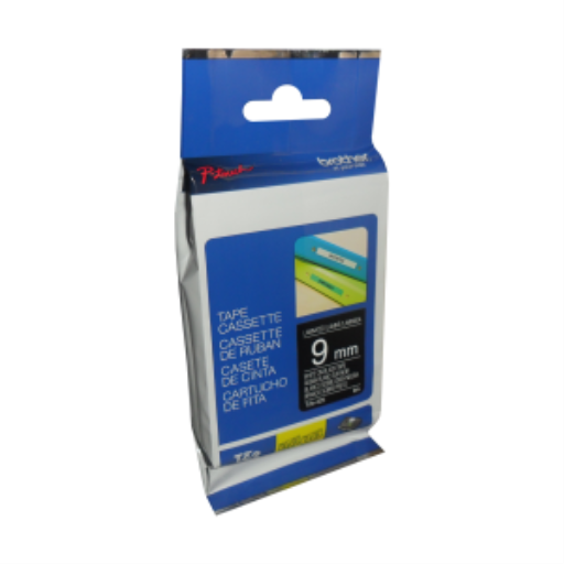 Ruban laminé Brother authentique TZe325 blanc sur noir pour étiqueteuses P-touch, 9 mm de large x 8 m de long