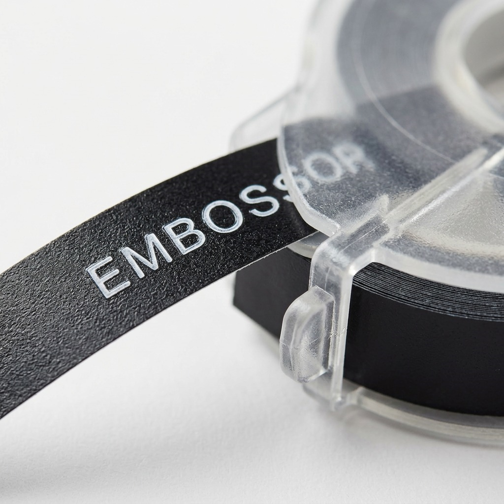 Dymo Self-Adhesive Embossing Labels - White on Black, 3/8" x 9.8', 3 Pack