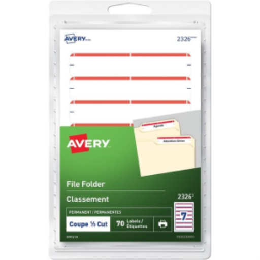 Avery File Folder Labels for Laser and Inkjet Printers, 3½" x 2/3", Red, Permanent