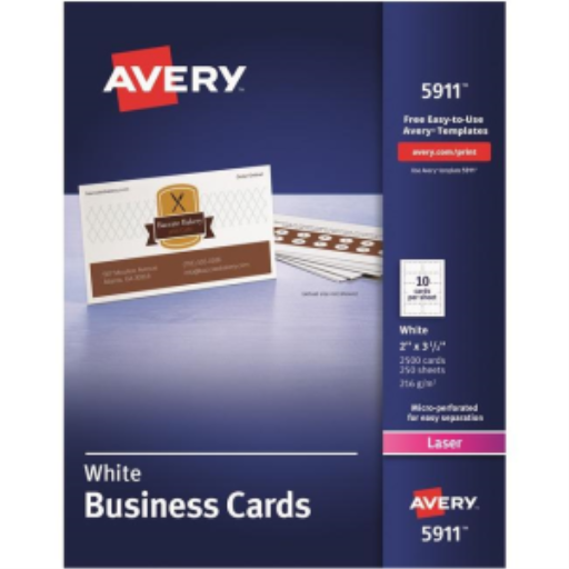 Avery Perforated Business Cards, White, 2" x 3 1/2", 250 Sheets