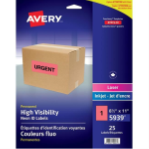 Avery High Visibility Laser Fluorescent Red Shipping Labels