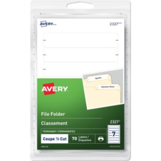 Avery File Folder Labels for Laser and Inkjet Printers, 3½" x 2/3", White, Permanent