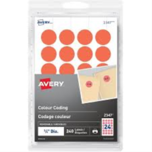 Avery Removable Colour Coding Labels for Laser Printers, ¾", Neon Red, Removable
