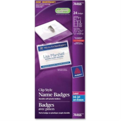 Avery Name Badge Kit, Clip Style, Garment Friendly, 2 1/4"
