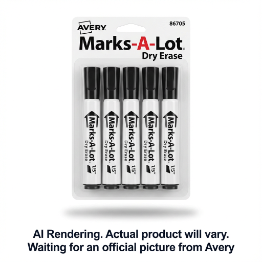 Avery Marks-A-Lot Regular Whiteboard Markers, Assorted Colours, 5 Pack