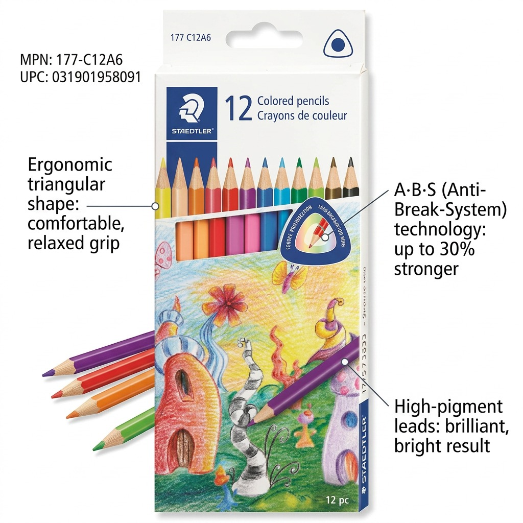 Staedtler Color Pencil, Triangular 12-Pack