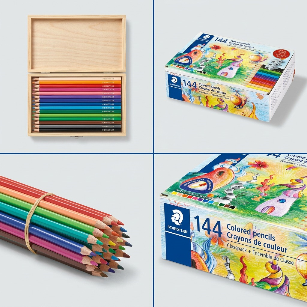 Staedtler Extruded Color Pencil, Class Pack, 144-Pack + 3 Sharpeners (12 Colours X 12-Pack)