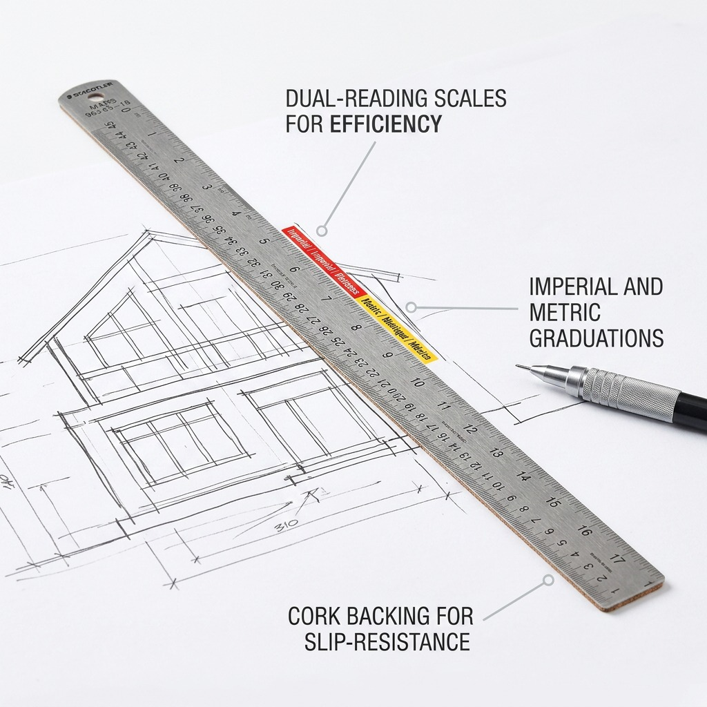 Staedtler Steel Ruler Cork Back 18