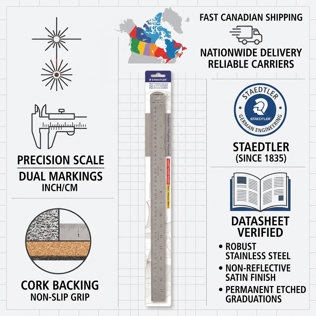 Staedtler Steel Ruler Cork Back 18