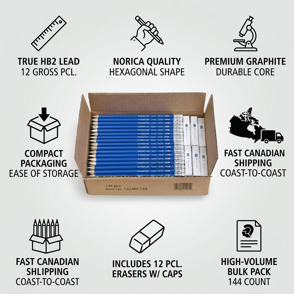 Staedtler Norica Graphite Hb2 Pencils - Set of 144 Pencils, 12 Eraser Caps