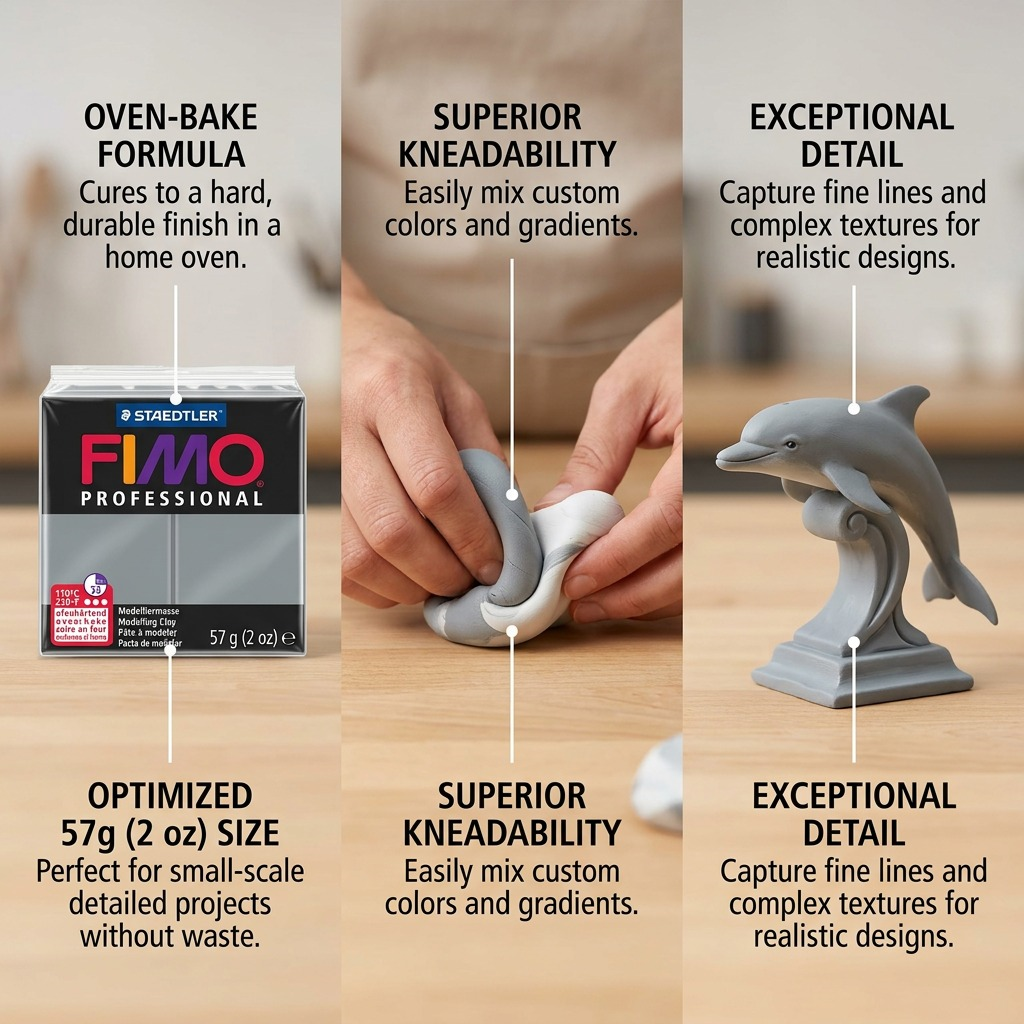 Staedtler Modelling Clay Fimo Professional Dolphin Gray 57g (2 oz)