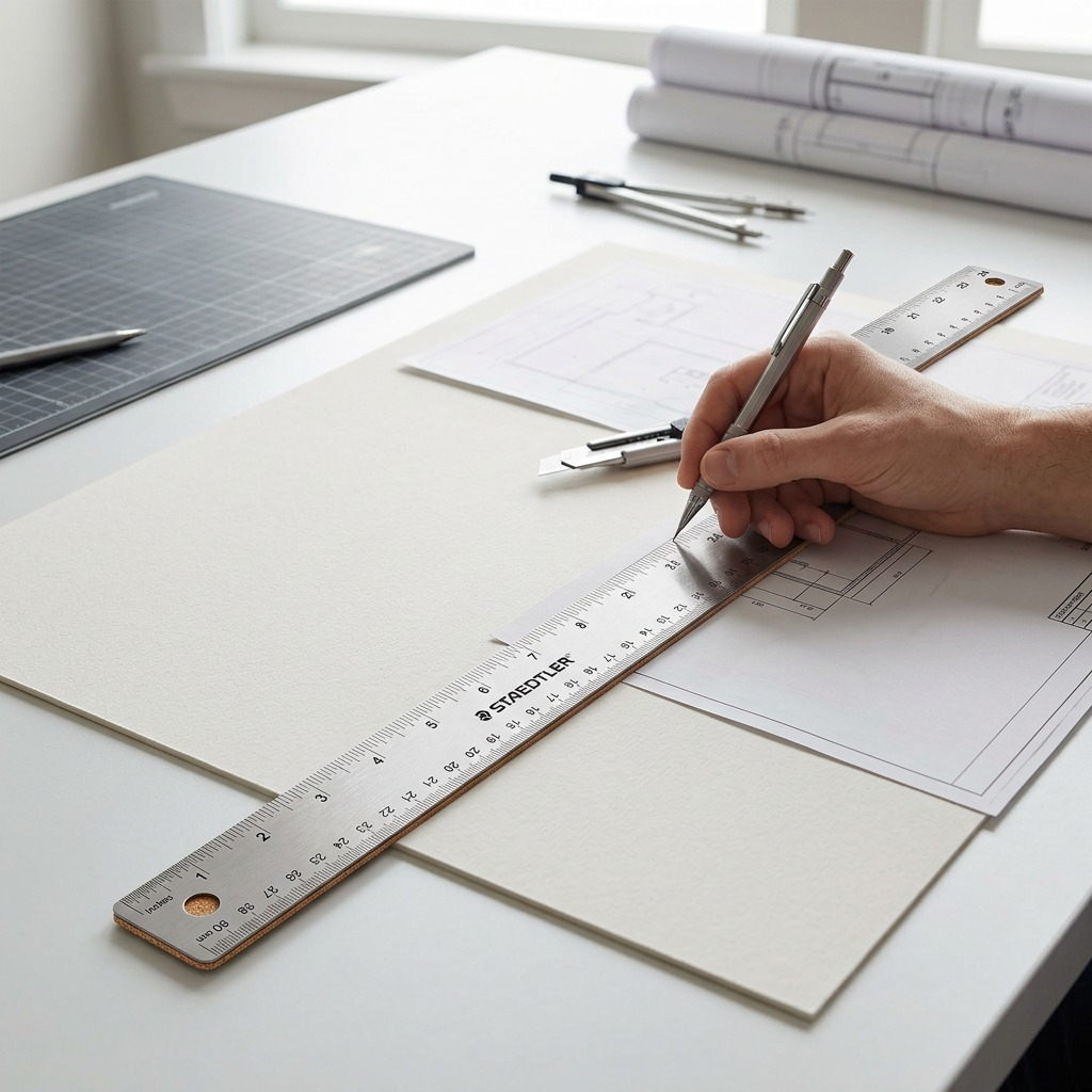 Staedtler Ruler S Steel 24-inch Cork Back