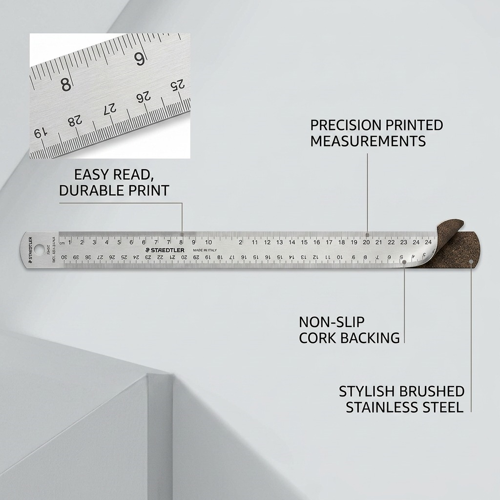 Staedtler Ruler S Steel 24-inch Cork Back