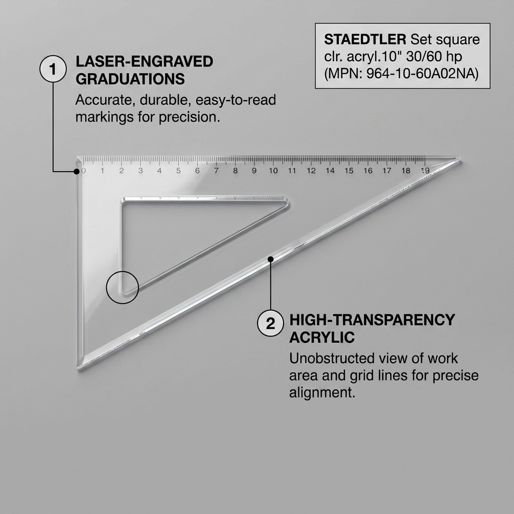 Staedtler Set Square Clr. Acryl 10-inch 30/60 Hp