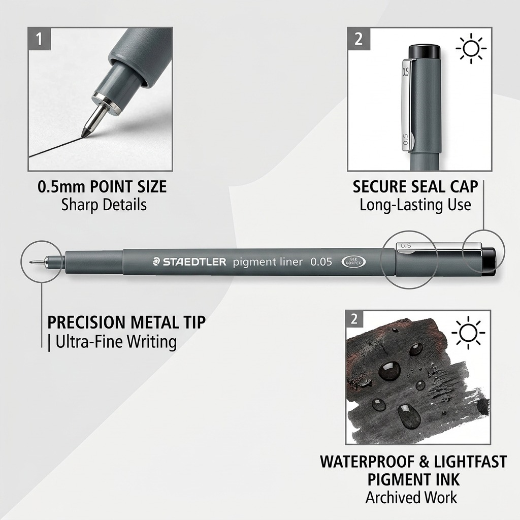 Staedtler Fineliner Pigment Liner 0.5mm Black
