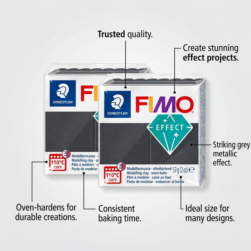 Staedtler Modelling Clay Fimo Effect Grey Metallic 57g (2 oz)