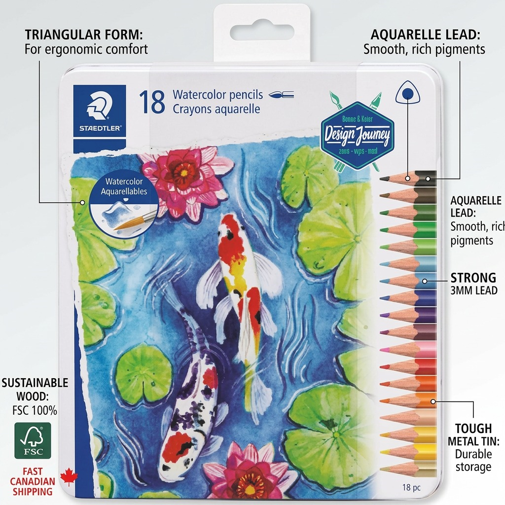 Staedtler Triangular Watercolour Pencils 3mm, 18-Pack FSC 100%