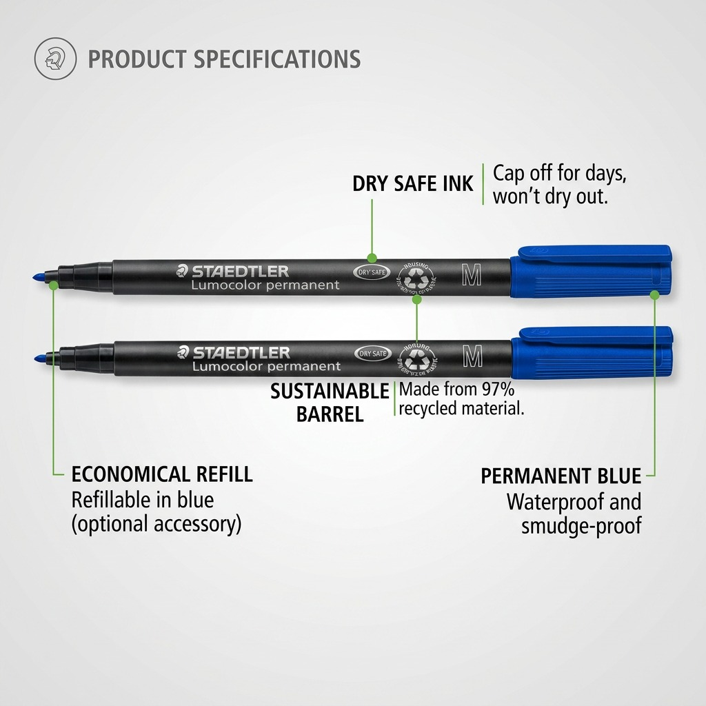 Staedtler Marker Lumocolor Medium Permanent Bleu
