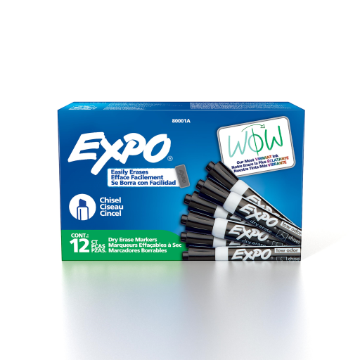 Expo Low Odor Dry Erase Marker - Chisel Tip, Black, 1-Pack