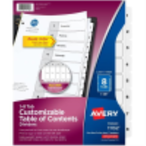 Avery Ready Index Table of Contents Dividers, 8 Tab, 1 Set