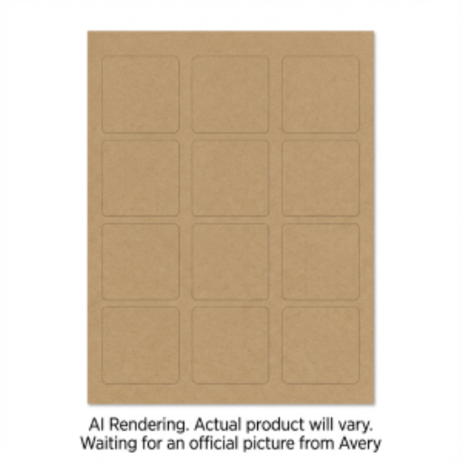 Étiquettes carrées Avery, kraft brun, 2" x 2", 25 feuilles/enveloppe