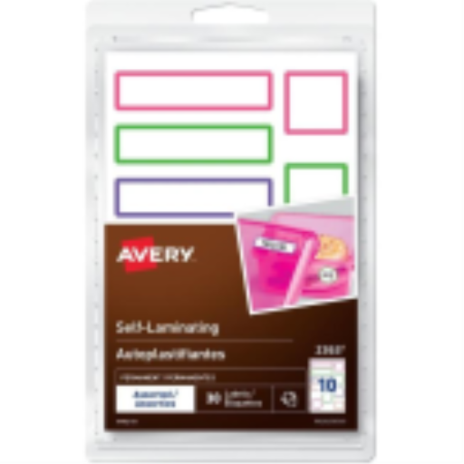 2363Avery® Self-Laminating Labels Handwrite, Assorted Sizes Assorted Colours / Permanent