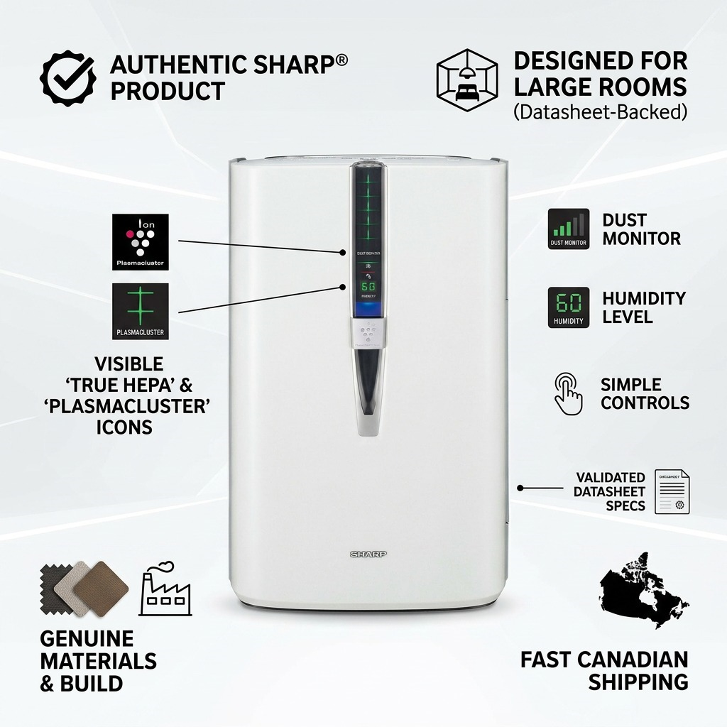 Sharp KC860U Plasmacluster Air Purifier and Humidifier - High - Efficiency True HEPA for Large Rooms