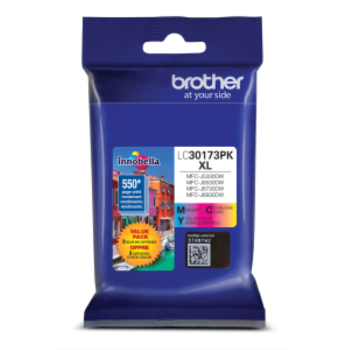 Pack de cartouches d'encre Innobella Brother LC30173PKS : 1 cyan, 1 magenta, 1 jaune, haut rendement