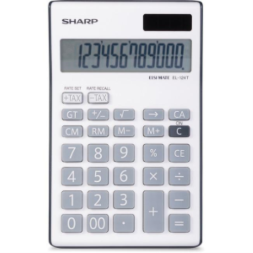 Calculatrice de bureau SHARP EL124TBGY Twin Power affichage 12 chiffres - Gris