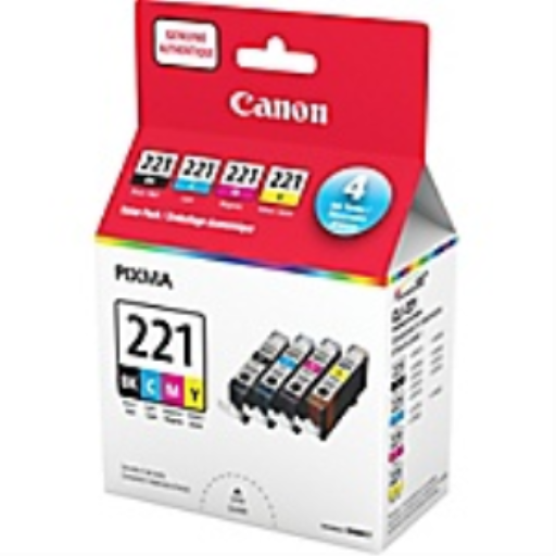 Pack d'encre 4 couleurs CLI-221 Noir, Cyan, Magenta & Jaune