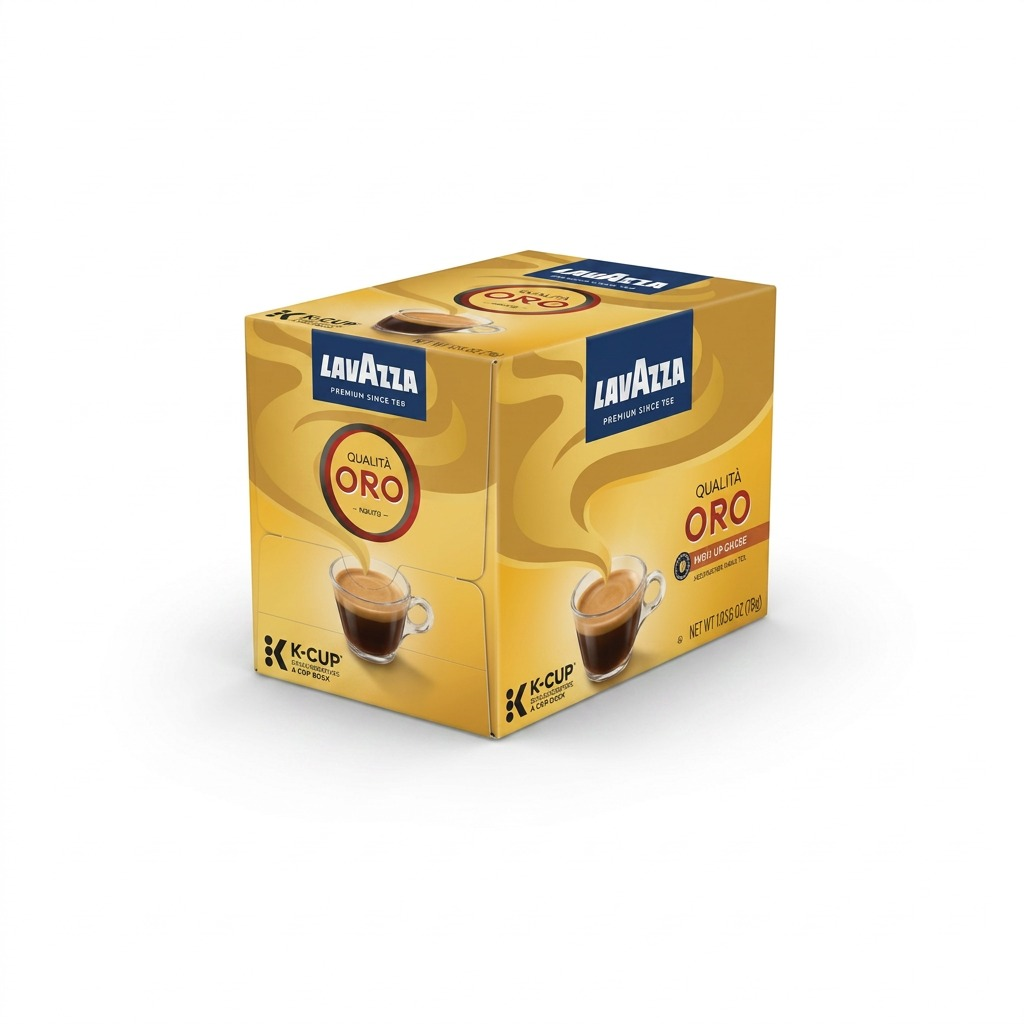 24-count box of Lavazza Qualità Oro medium roast K-Cup pods for Keurig coffee brewers.