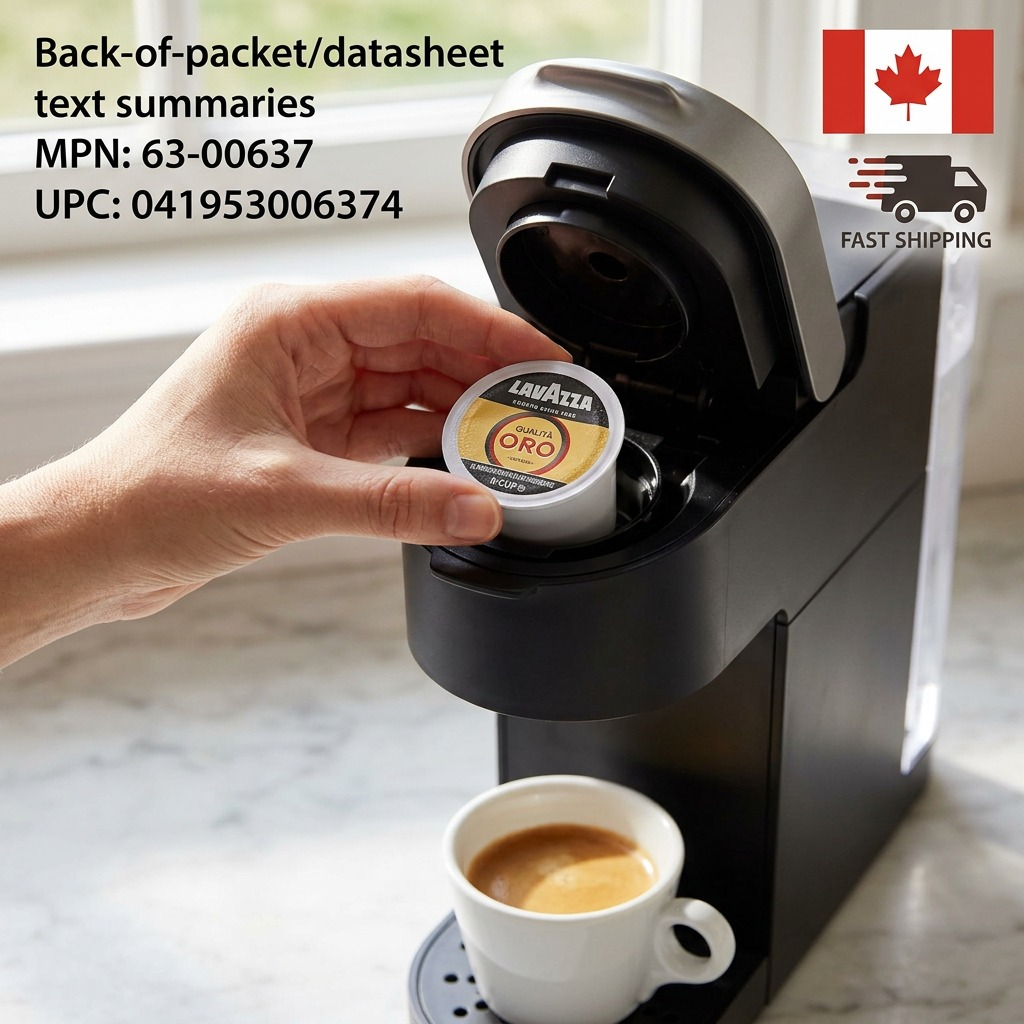 A hand placing a Lavazza Qualità Oro K-Cup pod into a black Keurig single-serve coffee machine.