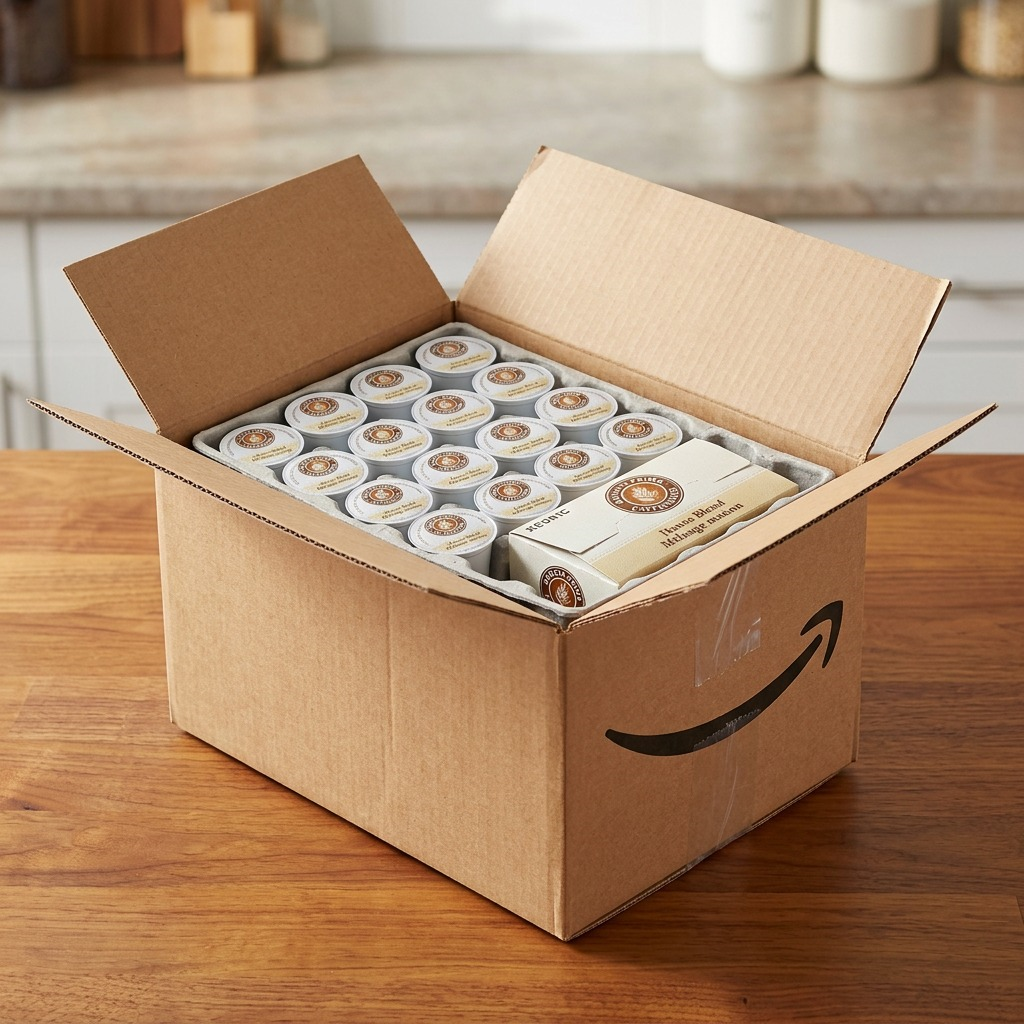 Barista Prima French Roast K-Cups organized in protective shipping packaging for safe delivery.