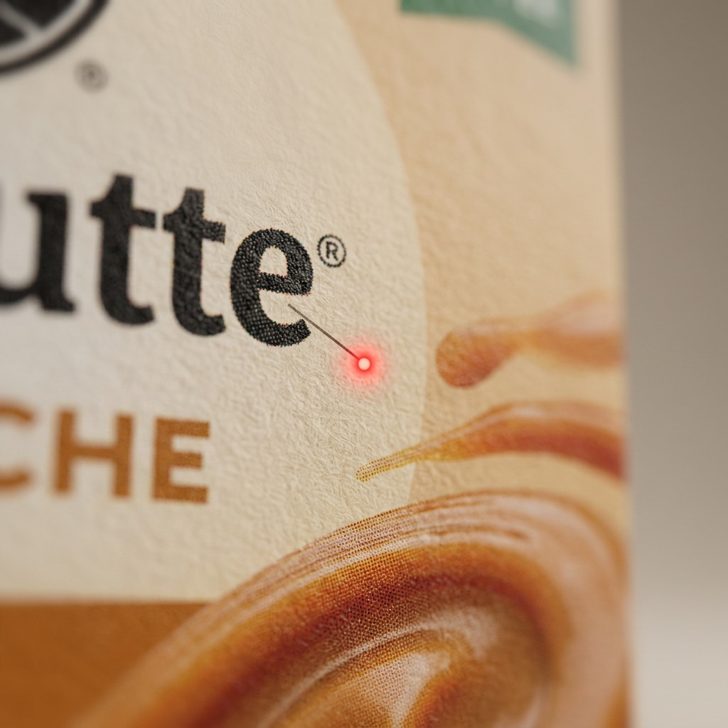 Macro detail of Van Houtte Dulce de Leche coffee packaging showing textured print and matte finish.