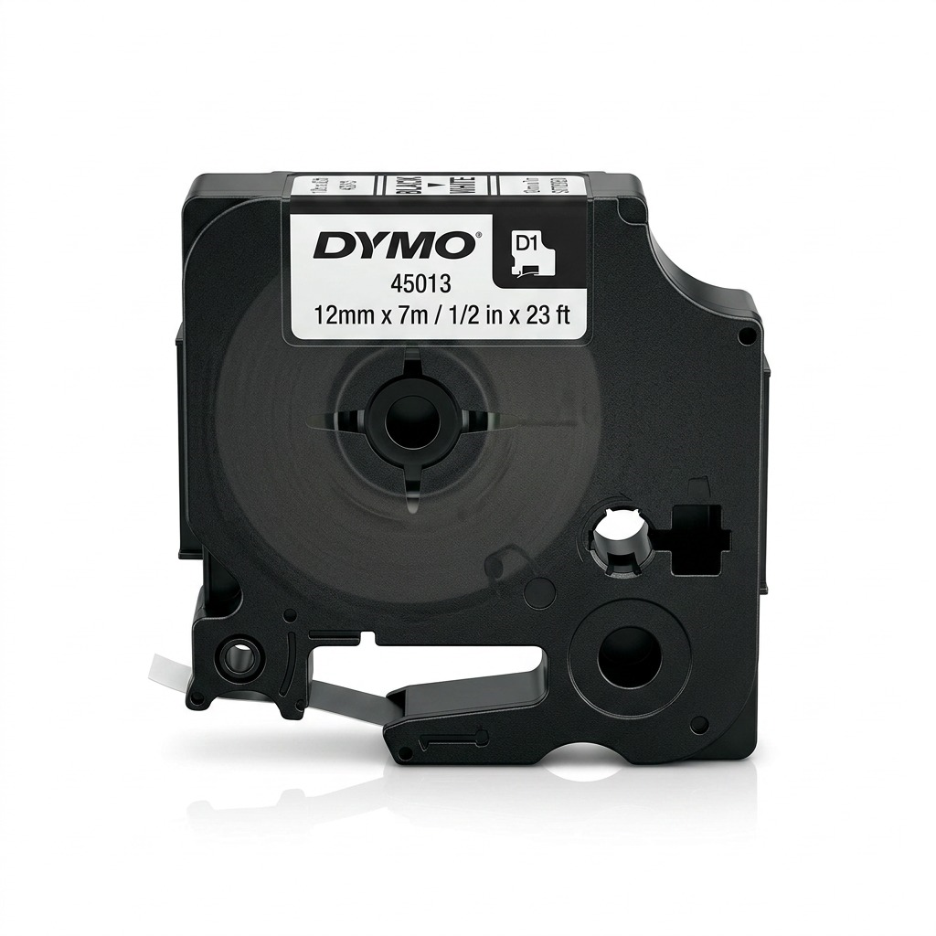 Dymo D1 Standard Labels - Black on White, 1/2" x 23'