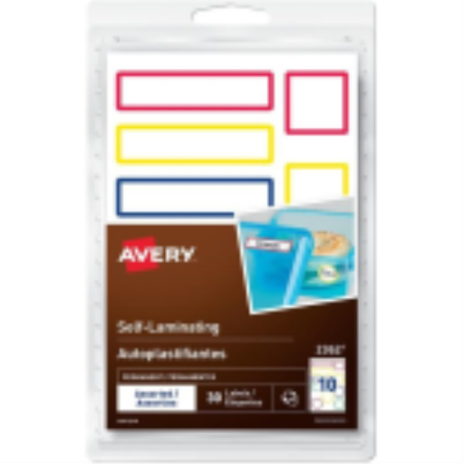 Avery Hand-write Self-Laminating Labels, Assorted, Primary Colours, 30 labels/pack