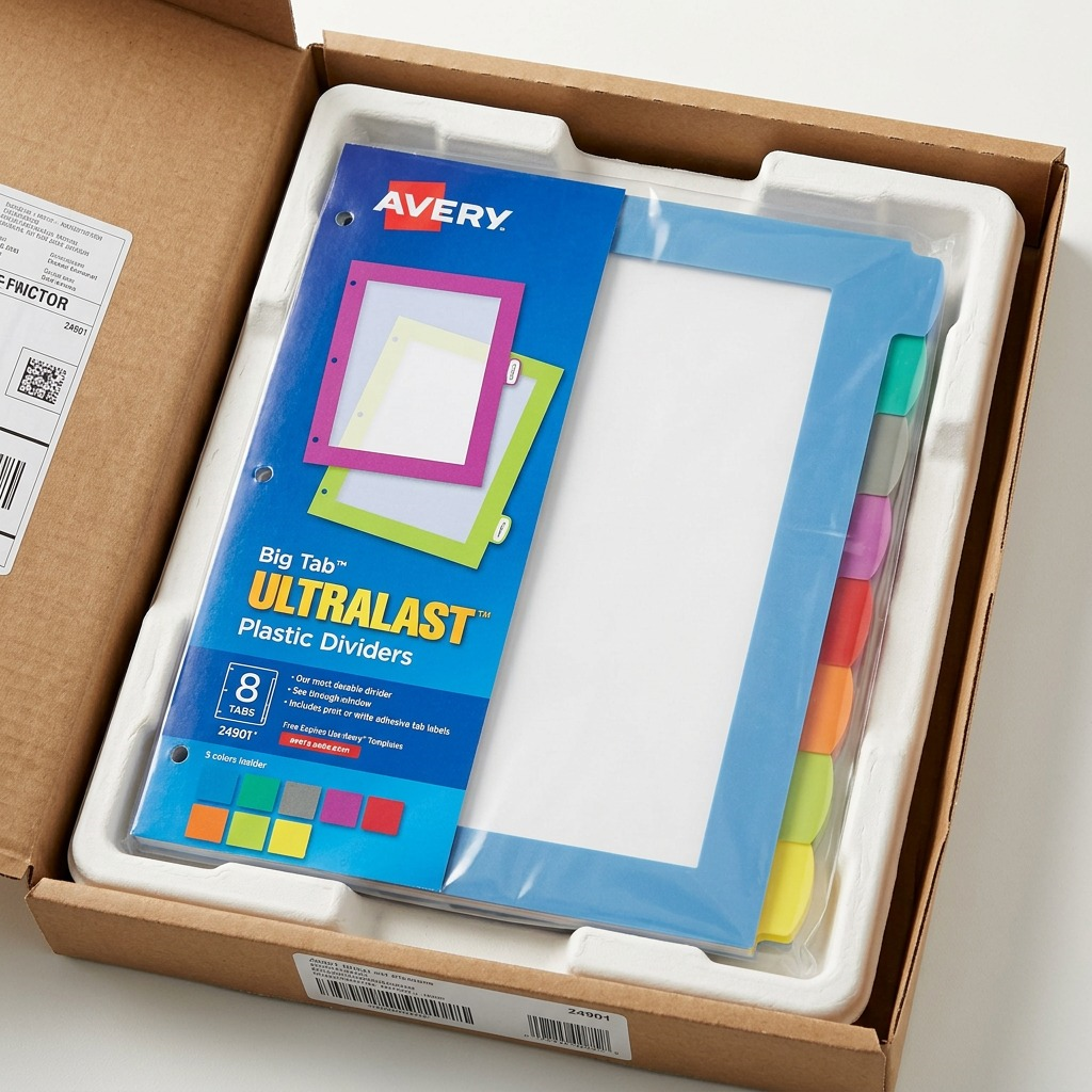 Avery Print or Write Big Tab UltraLast Dividers, 8 Tab Multi-Colour, 1 Set