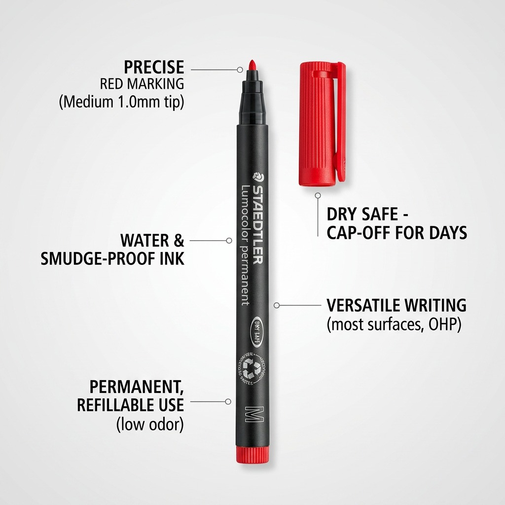 Staedtler Marker Lumocolor Medium Permanent Red