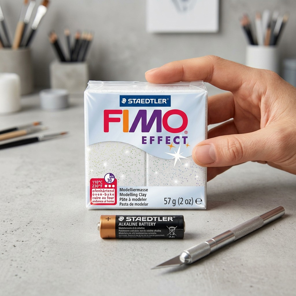 Staedtler Modelling Clay Fimo Effect White Glitter 57g (2 oz)