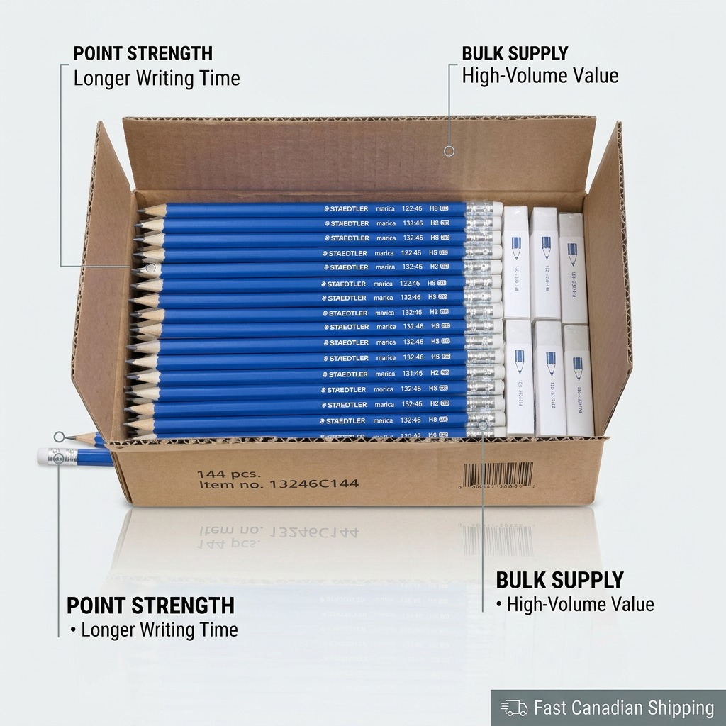 Staedtler Norica Graphite Hb2 Pencils - Set of 144 Pencils, 12 Eraser Caps