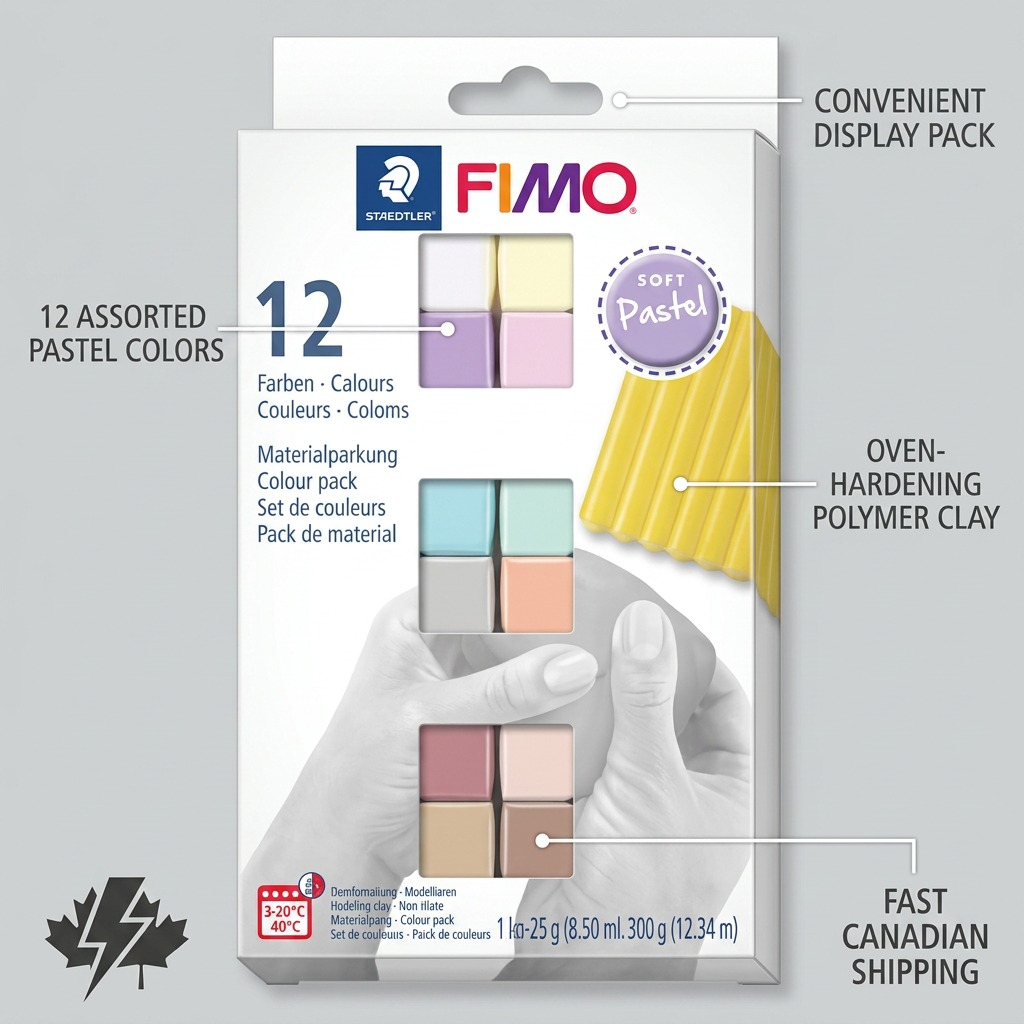 Staedtler Set Modelling Clay Fimo Soft Pastel Colours 12 Color Pack