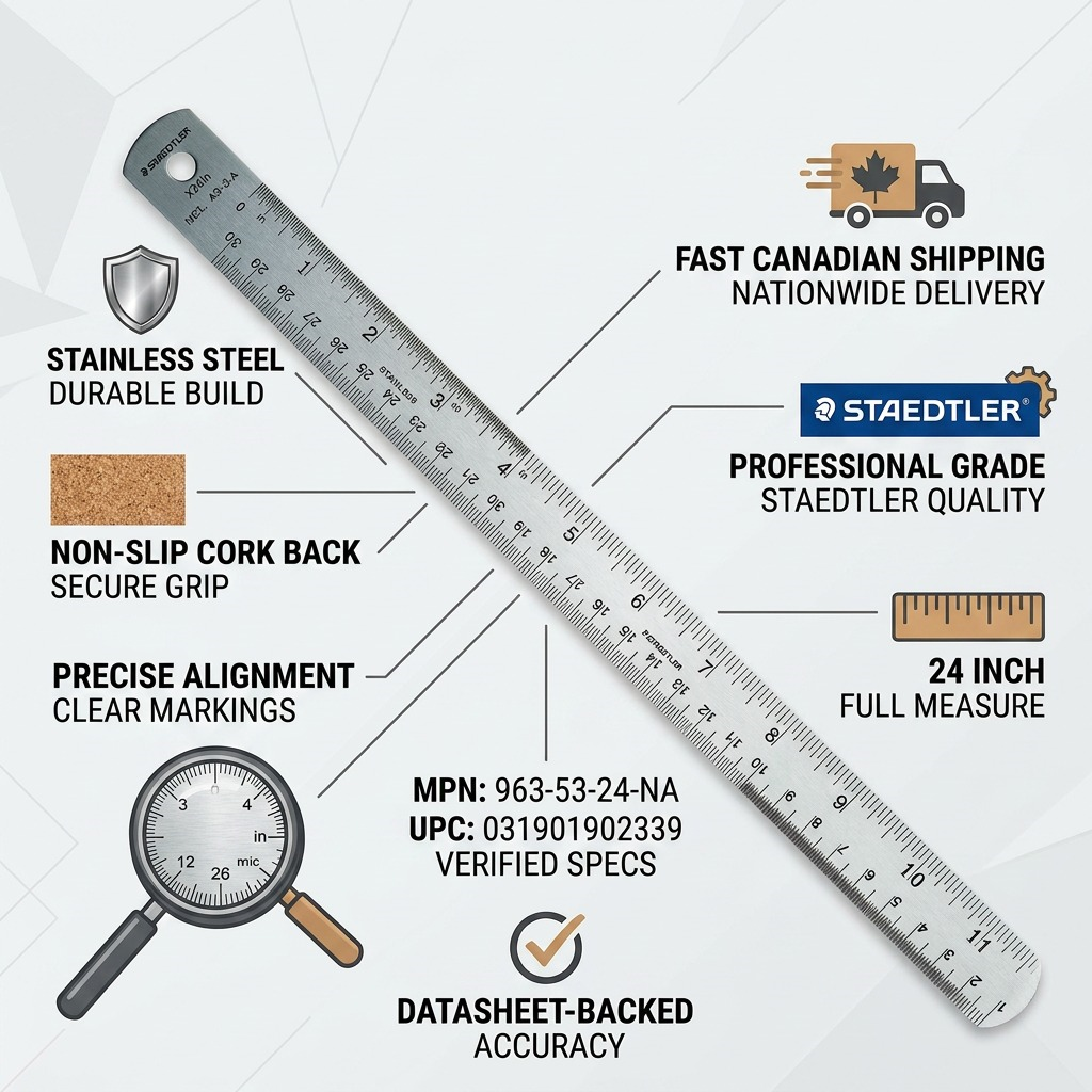 Staedtler Ruler S Steel 24-inch Cork Back