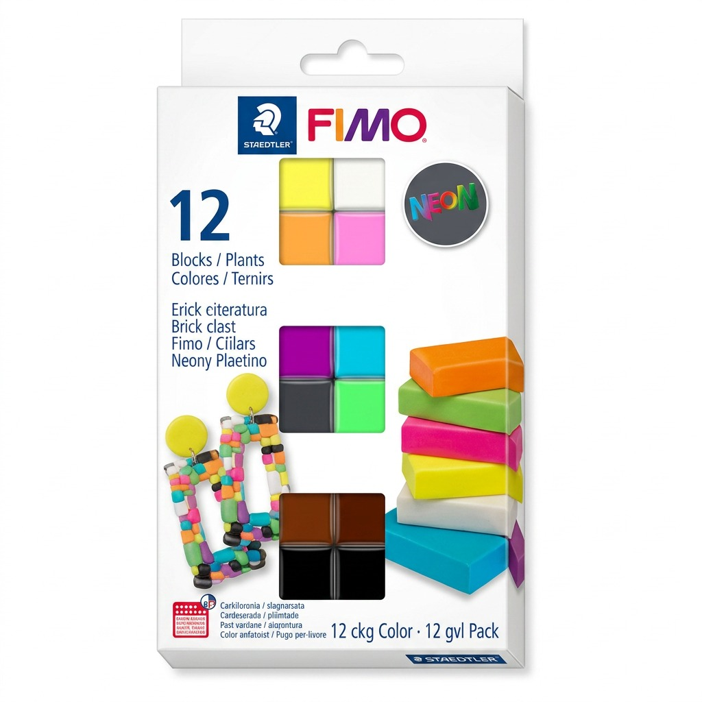 Staedtler Set Modelling Clay Fimo Effect Neon 12 Color Pack