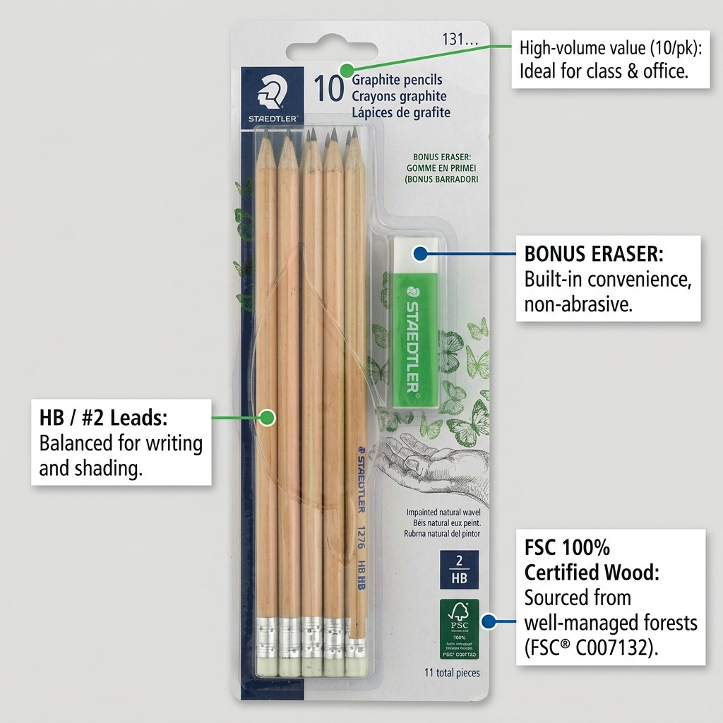Staedtler Pencil Round HB/2, 10 + 1, FSC 100%