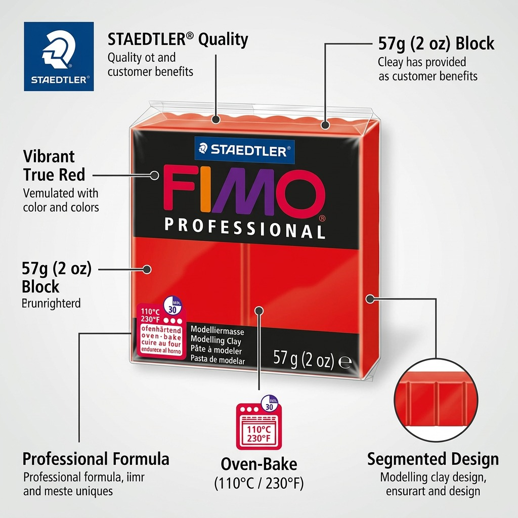Staedtler Modelling Clay Fimo Professional True Red 57g (2 oz)