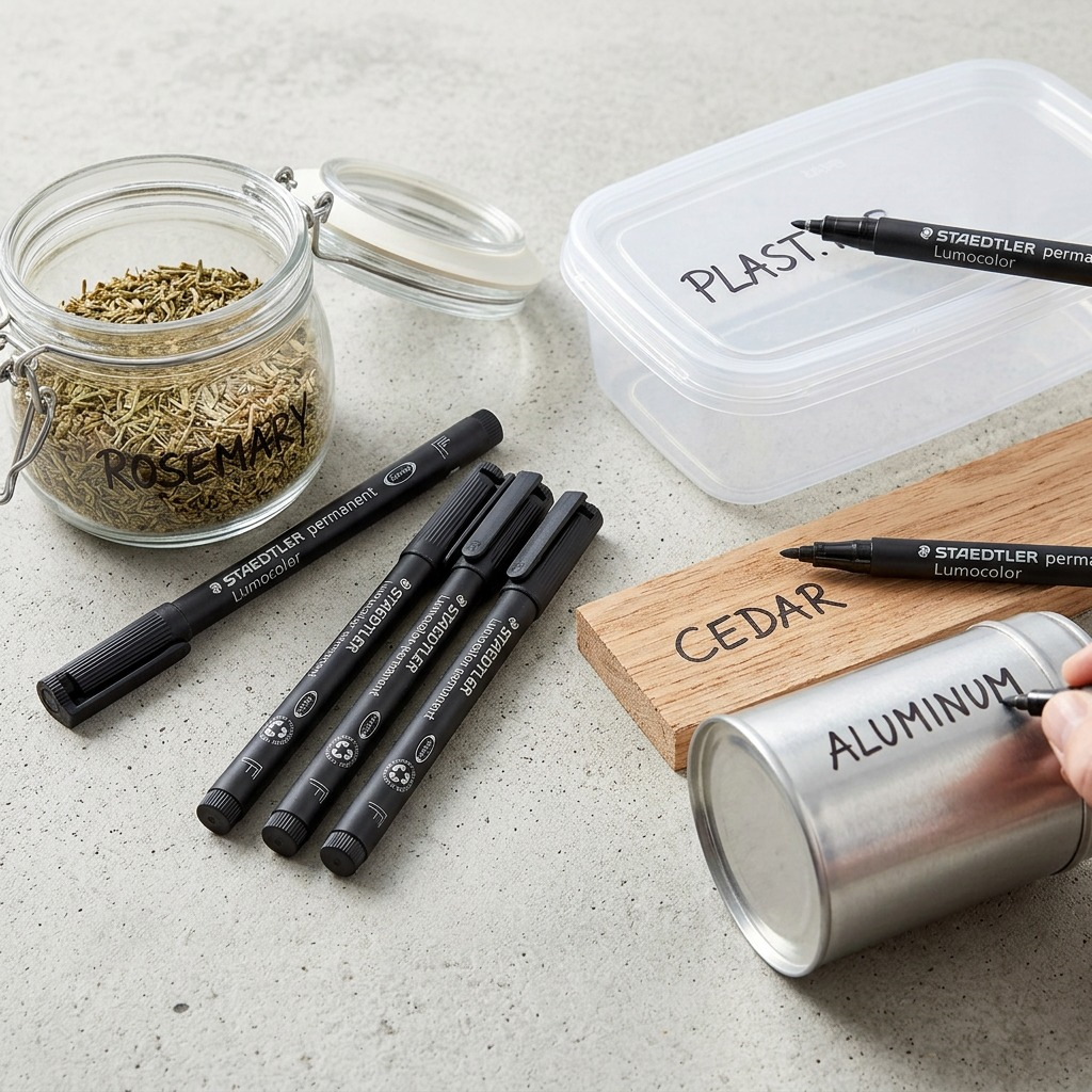 Staedtler Marker Pen Lumoc. F Permanent Black 4-Pack Black