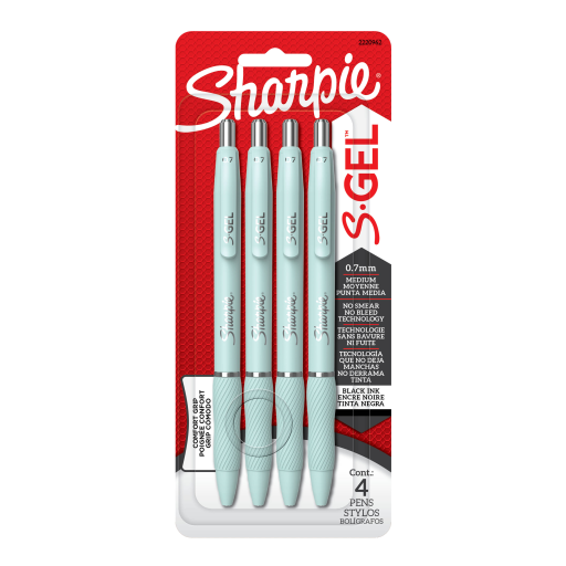 Sharpie S-Gel, Fashion Barrel, Medium Point (0.7 mm), 4 Count