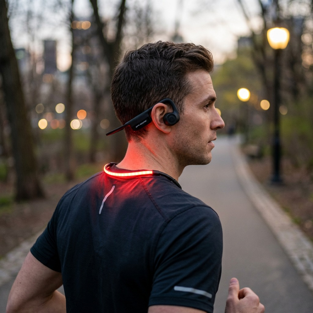 OPN Sound Dashlyte+ Open Ear Headphones with LED Safety Light Strip ? Black (OS4500BL)